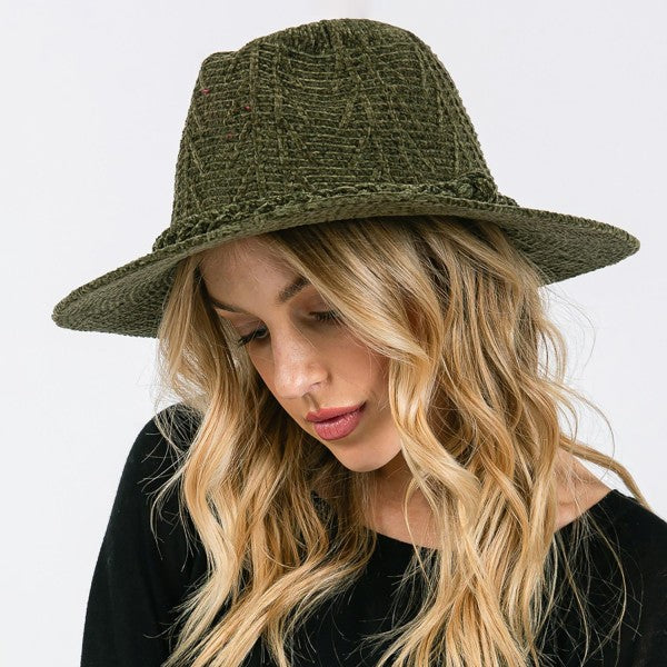 Green chenille hat