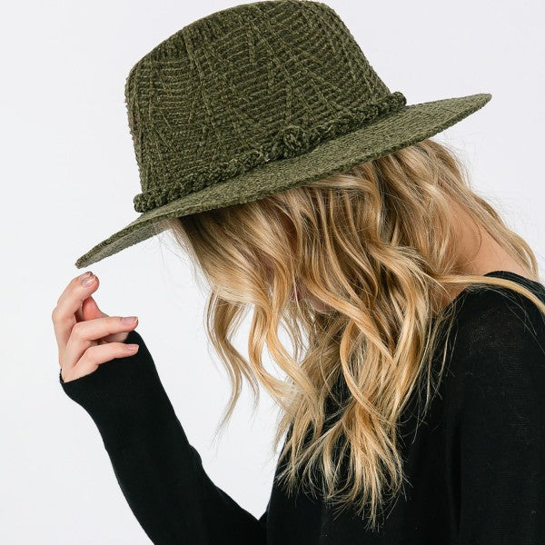 Green chenille hat