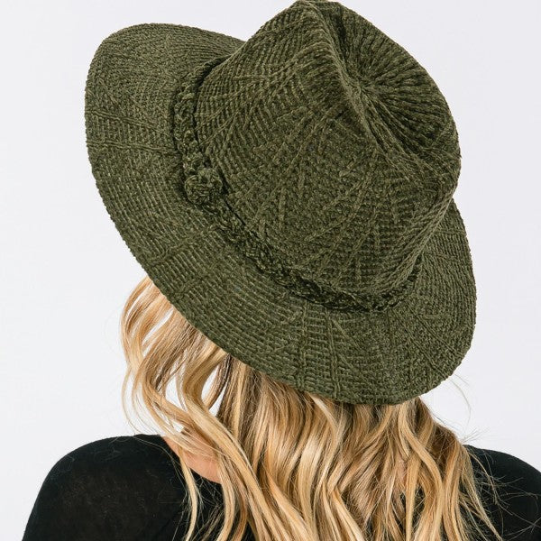 Green chenille hat