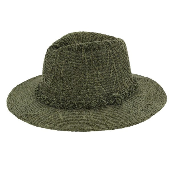 Green chenille hat